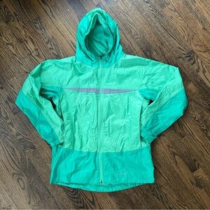 L.L. Bean XL 18 Green Rain Jacket Hooded Youth Reflective Back Pocket